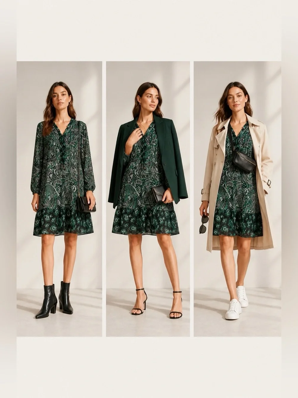 Michael Kors Green and Black Paisley Dress beach coverup/dress